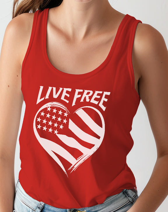 Live Free Heart Flag Tank Top