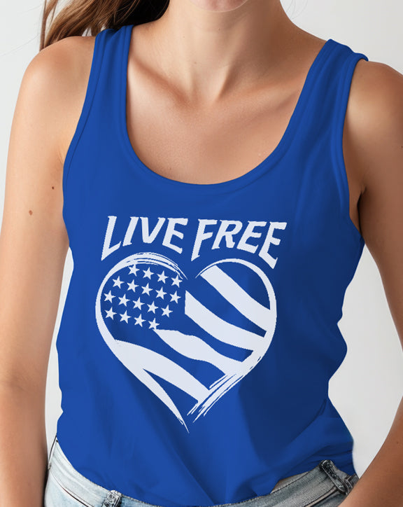 Live Free Heart Flag Tank Top