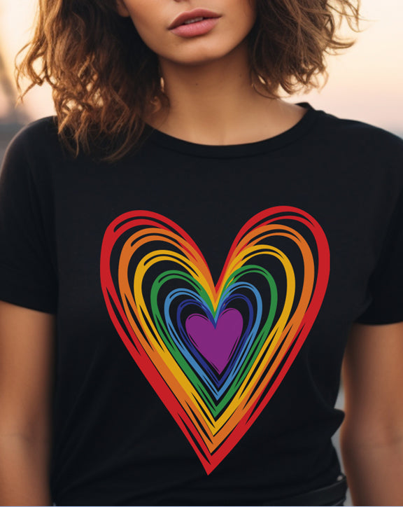 Love Abundantly Rainbow Hearts T-Shirt