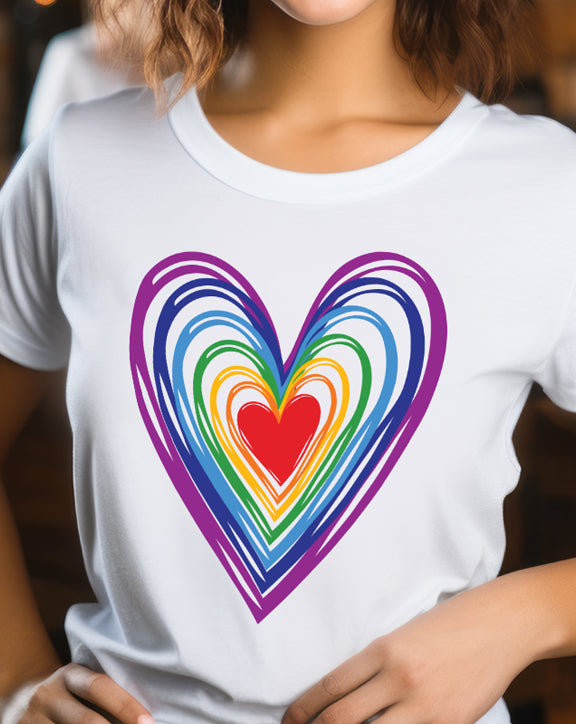 Love Abundantly Rainbow Hearts T-Shirt