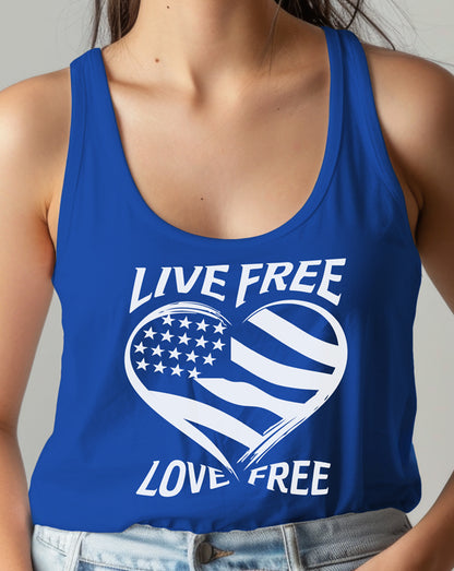 Live Free Love Free Heart Flag Tank Top