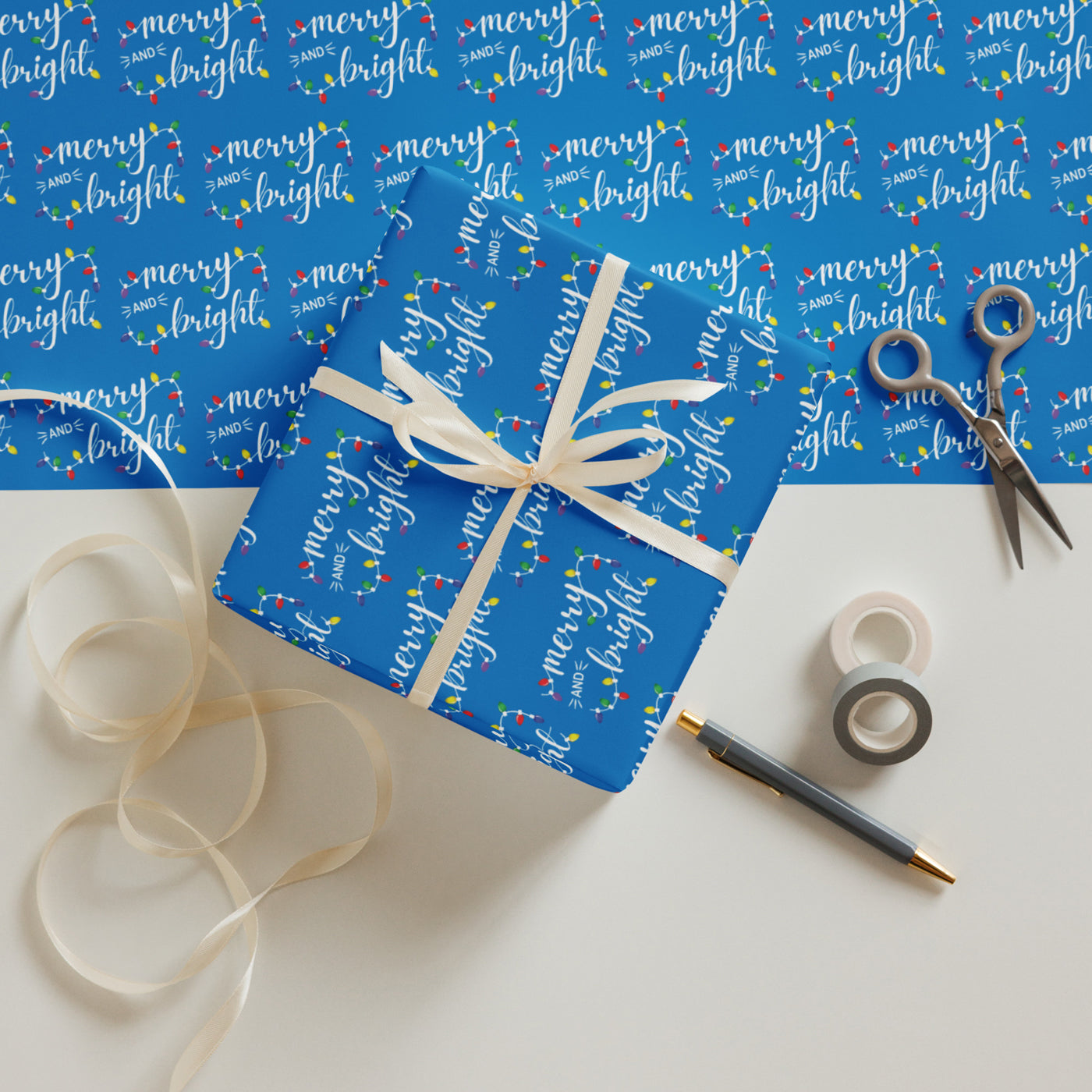 Merry And Bright gift wrap paper