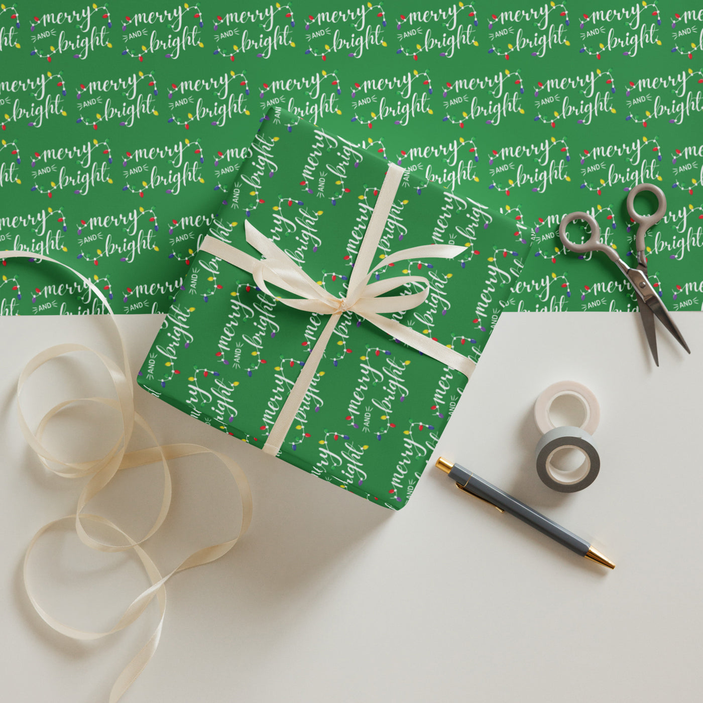 Merry And Bright gift wrap paper