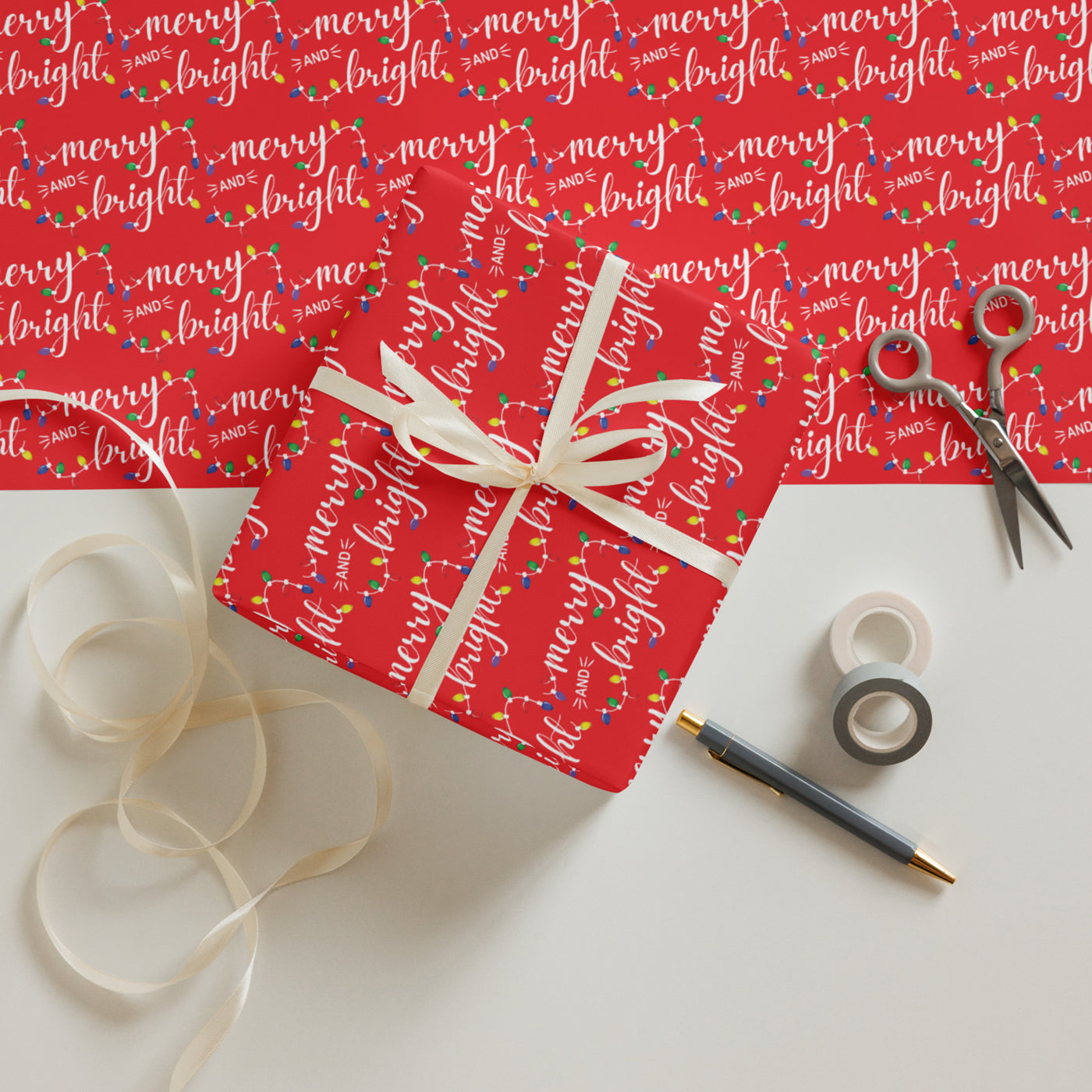 Merry And Bright gift wrap paper