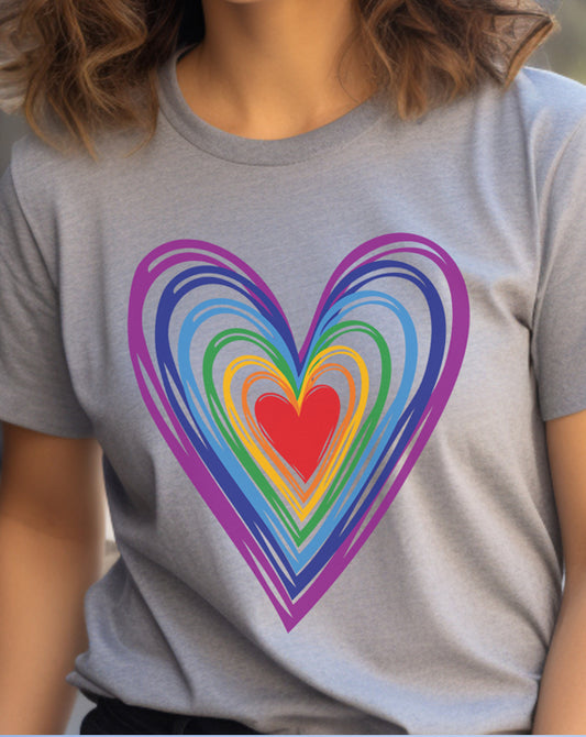 Love Abundantly Rainbow Hearts T-Shirt